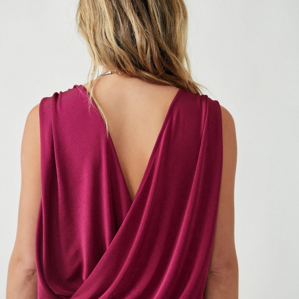 NWT Free People Night Owl Bodysuit - Dark Rhubarb Sz Large - Picture 3 of 5